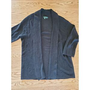 Lauren Ralph Lauren 100% Linen Black Knit Open Front Cardigan Womens 2X EUC